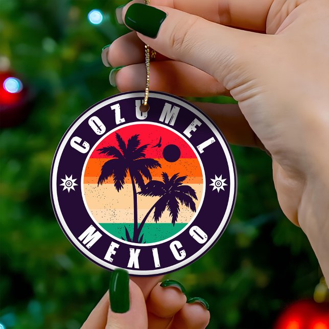 Cozumel Mexico Palm Trees Travel Souvenir 60er Keramik Ornament (Von Creator hochgeladen)