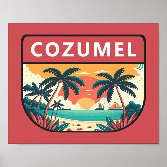 Cozumel Mexico Retro Emblem Poster (Vorne)