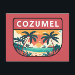 Cozumel Mexico Retro Emblem Postkarte<br><div class="desc">Cozumel Vektorgrafik Design. Eine mexikanische Insel im Karibischen Meer,  ein beliebter Kreuzfahrtschiffhafen,  bekannt für sein Tauchen.</div>
