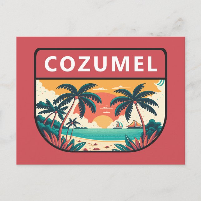 Cozumel Mexico Retro Emblem Postkarte (Vorderseite)