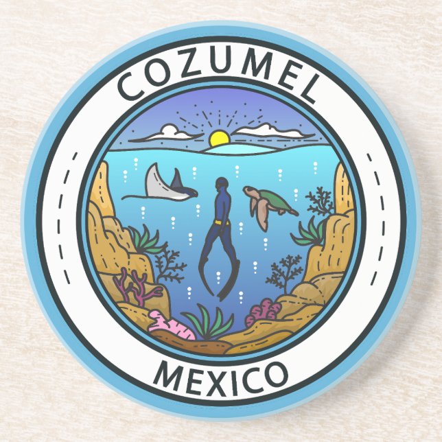 Cozumel Mexico Scuba Abzeichen Getränkeuntersetzer (Vorne)