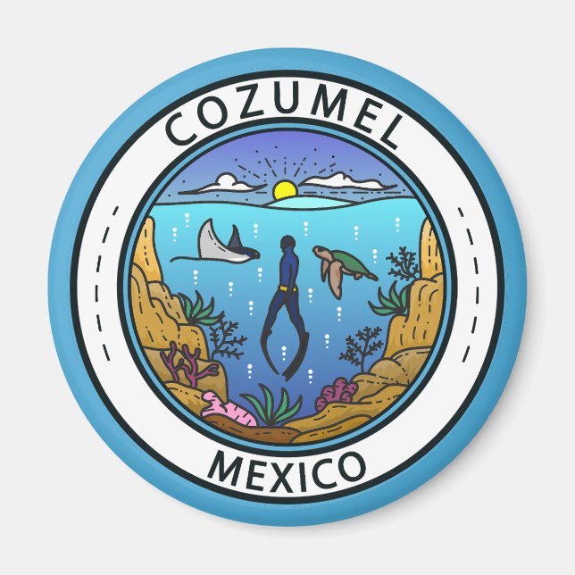 Cozumel Mexico Scuba Abzeichen Magnet (Vorne)