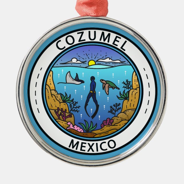 Cozumel Mexico Scuba Abzeichen Ornament Aus Metall (Vorne)