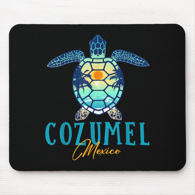 Cozumel Mexico Sea Turtle Palm Tree Sunset Beach V Mousepad (Vorne)
