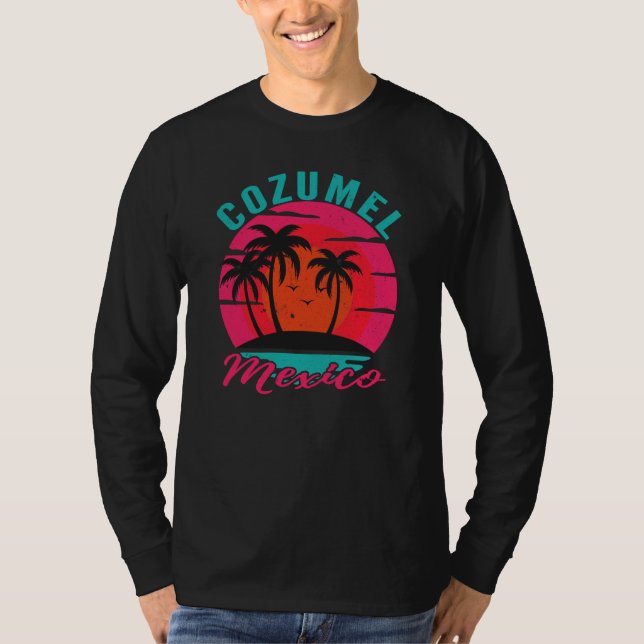 Cozumel Mexico Sunset Retro Vacation T-Shirt (Vorderseite)