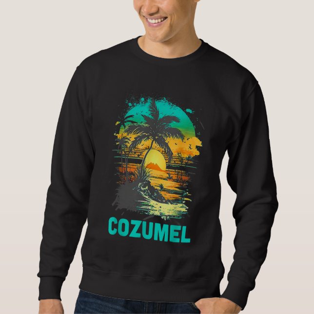 Cozumel Mexico Tropical Sunset Beach Souvenir Vaca Sweatshirt (Vorderseite)