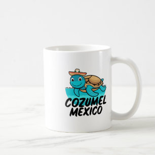 Cozumel Mexiko Meeresschildkröte Bunte Jungen Mädc Kaffeetasse
