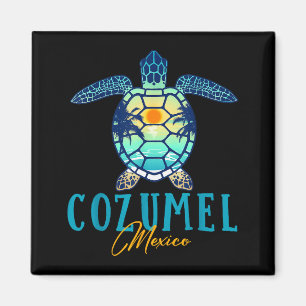 Cozumel Mexiko Meeresschildkröte Palme Sonnenunter Magnet