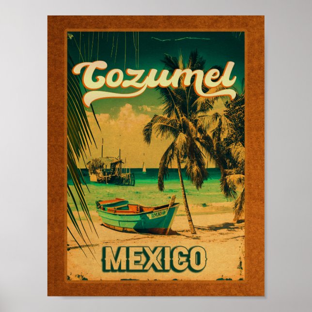 Cozumel Palm Tree Retro 80er Mexican Playa Poster (Vorne)