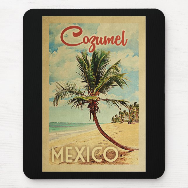 Cozumel Palm Tree Vintage Travel Mousepad (Vorne)