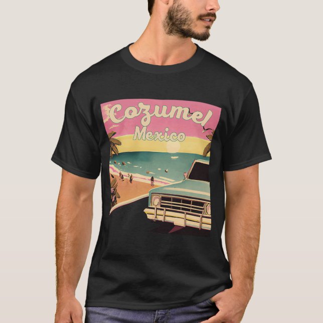 Cozumel Retro Beach Vacation Graphics Cozumel Surf T-Shirt (Vorderseite)