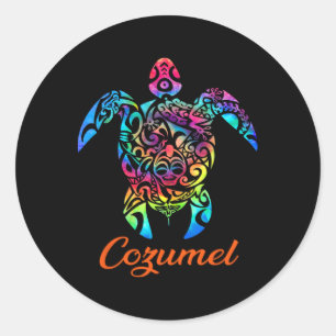 Cozumel Sea Turtle Family Urlaub Sommer 2025 Runder Aufkleber