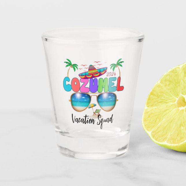 Cozumel Urlaub Squad Sun, Sand und Erinnerungen Me Schnapsglas (Vorderseite)