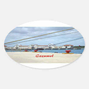 CozumelDockside Ovaler Aufkleber