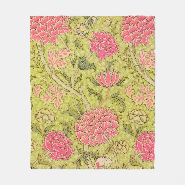 Cozy 19thc Rosa, grüne gemusterte Fleecedecke (Vorderseite)