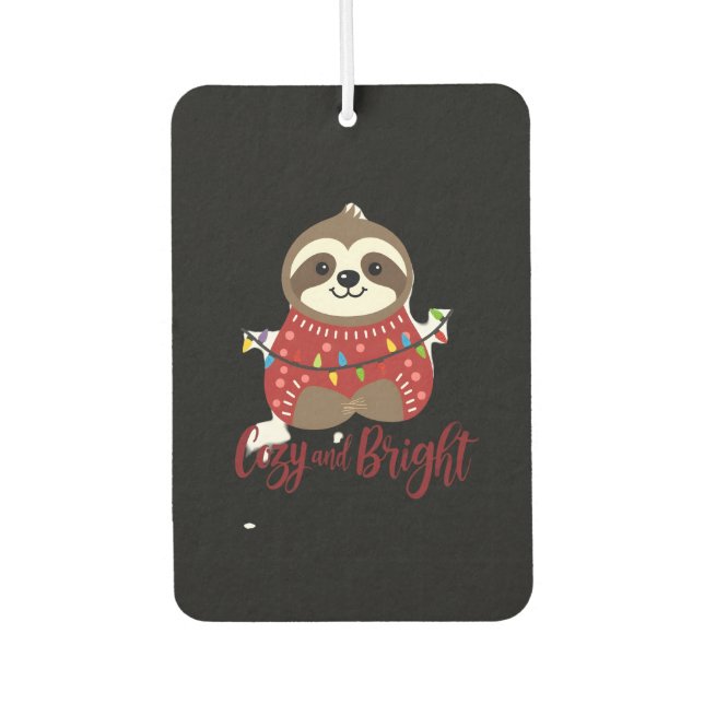 Cozy And Bright Sloth Christmas Lights (1) Autolufterfrischer (Vorderseite)