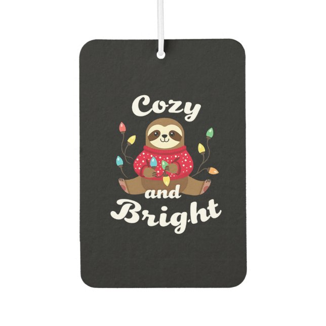 Cozy And Bright Sloth Christmas Lights (2) Autolufterfrischer (Vorderseite)