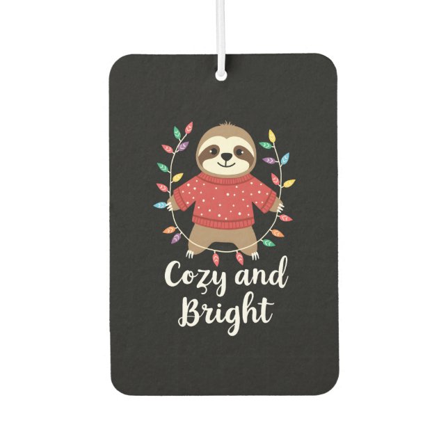 Cozy And Bright Sloth Christmas Lights (3) Autolufterfrischer (Vorderseite)