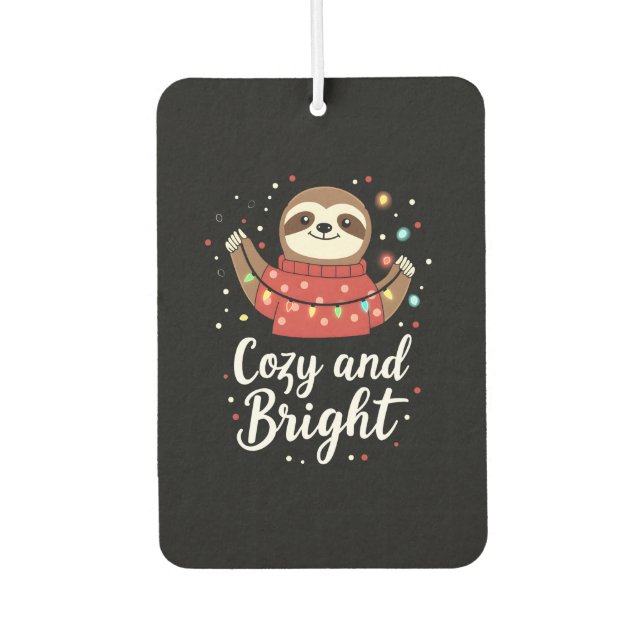 Cozy And Bright Sloth Christmas Lights (4) Autolufterfrischer (Vorderseite)