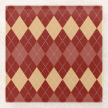 Cozy Argyle Aesthetic with Dotted Lines Glasuntersetzer<br><div class="desc">Argyle pattern with alternating red and beige diamonds,  intersected by dotted lines creating a retro,  cozy aesthetic. Symmetrical and geometric design.</div>