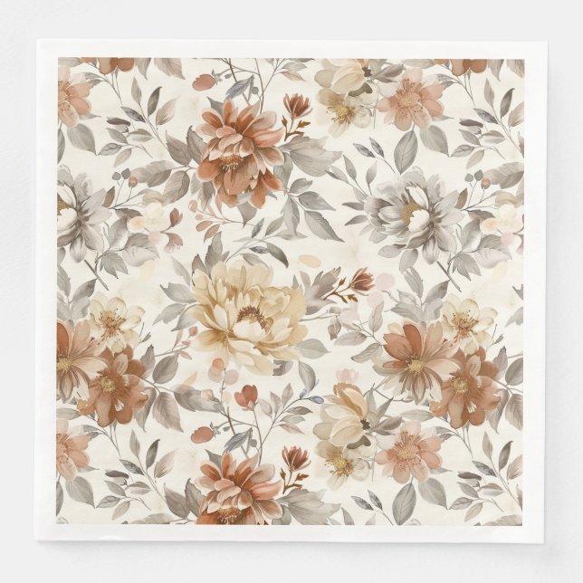 Cozy Autumn Aesthetic Fall Floral Pattern Serviette (Vorderseite)