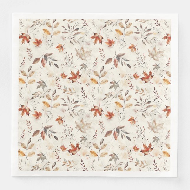 Cozy Autumn Aesthetic Fall Leaves Botanical Serviette (Vorderseite)