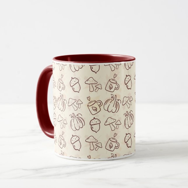Cozy Autumn Harvest Doodle Pattern Mug (Devant gauche)