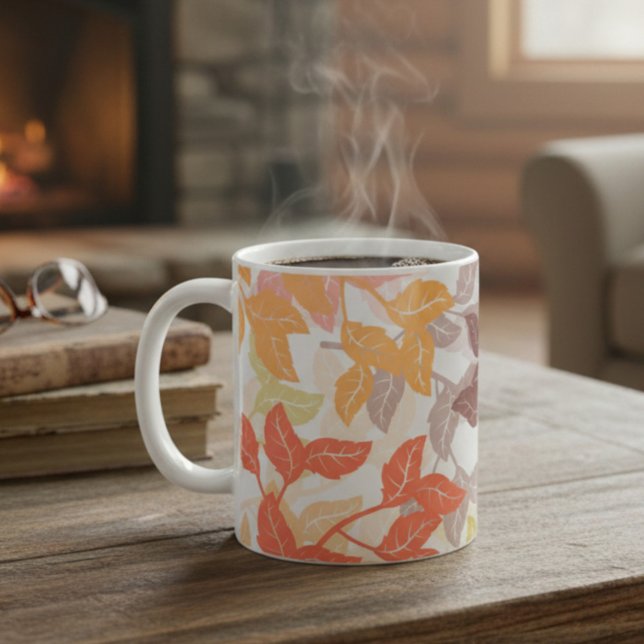 Cozy Autumn Leaves Warm Tones Kaffeetasse (Von Creator hochgeladen)