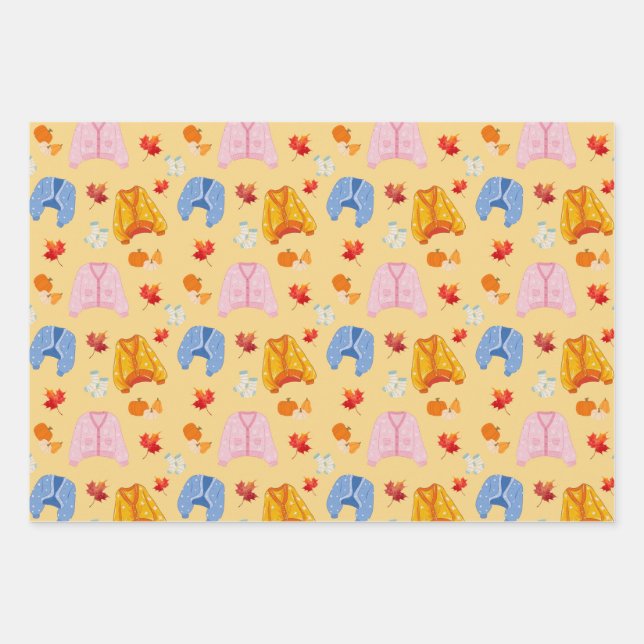 Cozy Autumn Sweater Pattern  Geschenkpapier Set (Vorderseite)