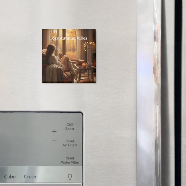 Cozy Autumn Vibes | Personalized Fall Cabin Window Magnet (In Situ (Kühlschrank))
