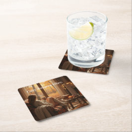 Cozy Autumn Vibes | Personalized Fall Cabin Window Rechteckiger Pappuntersetzer