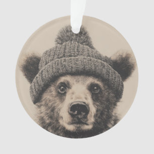 Cozy Bär in Beanie - Süßes Wintertier Ornament