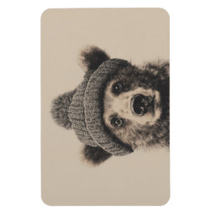 Cozy Bear in Beanie - Süßes Wintertier Magnet