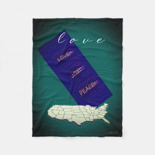 Cozy Blanket / Liebe Joy Peace USA Fleecedecke