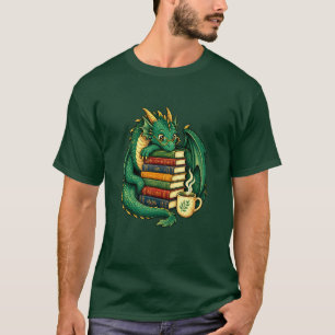 Cozy Book Dragon Reader T-Shirt Fantasy Gift