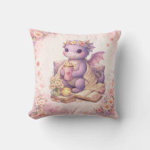 Cozy Bookish Mom Dragon Coffee Throw Pillow