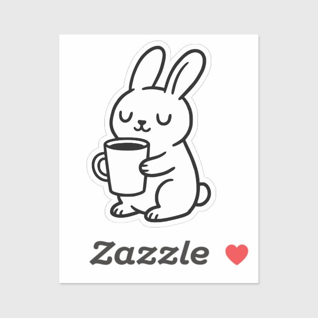 Cozy Bunny Coffee Doodle Aufkleber (Blatt)