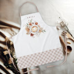 Cozy Cafe Latte Floral with Name Schürze<br><div class="desc">A cozy warm coffee themed apron for the coffee lover, bride-to-be, coffee shop employee, barista and more, this custom design has a cozy and elegant charm. It features a beautifully illustrated bouquet of boho neutral flowers in warm beige, terracotta, rust, and creamy ivory tones and a cup of cafe latte...</div>