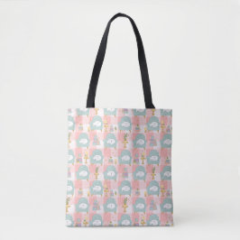 Cozy Cat & Book Girly Pink Pastel Mint Green Tasche