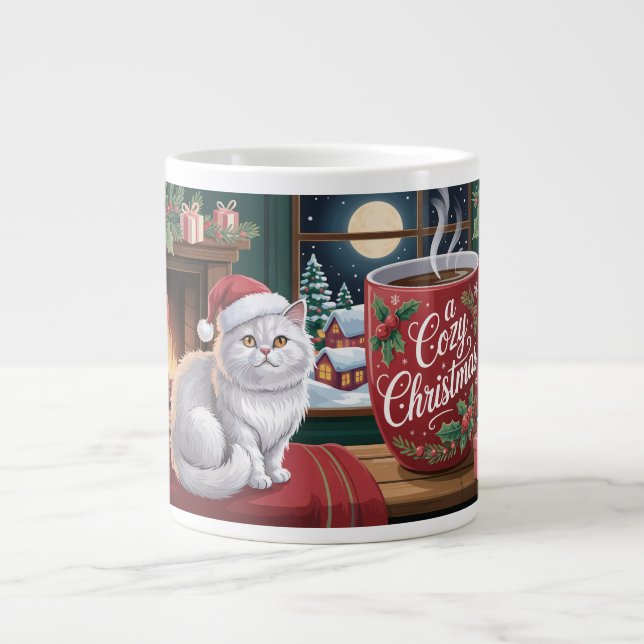Cozy Cat Christmas Jumbo-Tasse (Vorderseite)
