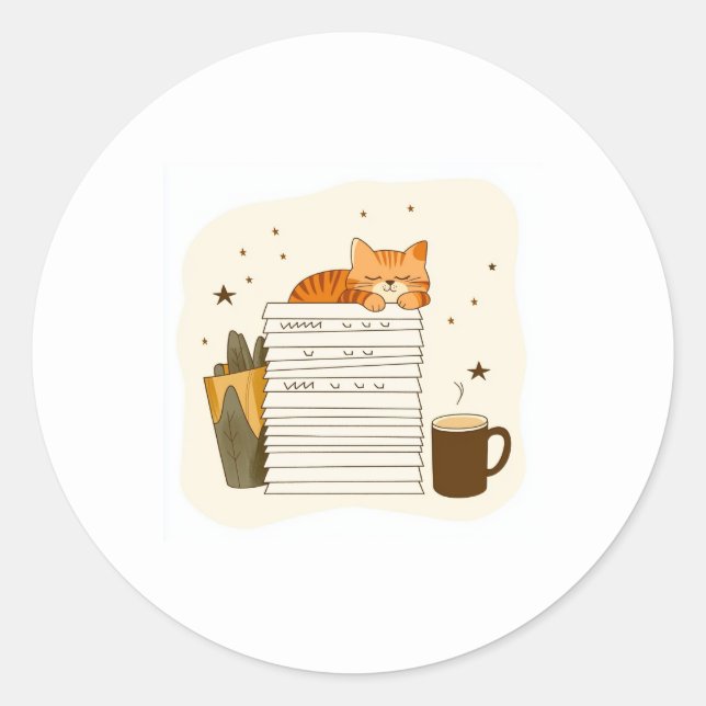 Cozy Cat Reading Sticker (Vorderseite)