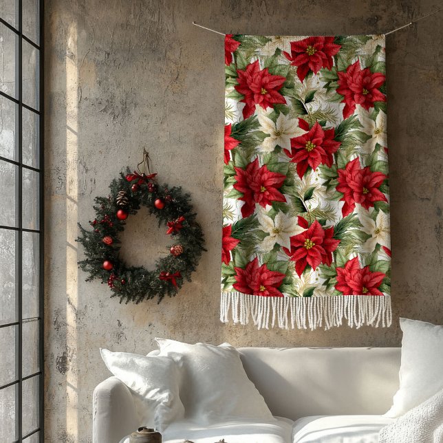 Cozy Christmas Blanket Red Floral Living Accent Fleecedecke (Cozy Christmas Blanket Red Floral Living Accent)