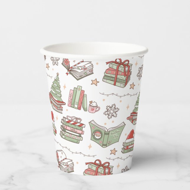 Cozy Christmas Book Lover  Pappbecher (Vorderseite)