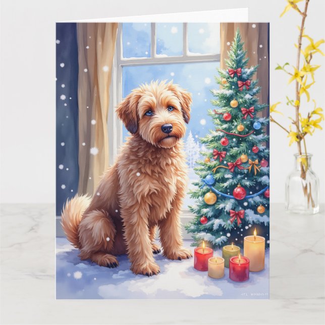 Cozy Christmas Bouvier des Flandres Art Karte (Gelbe Blume)