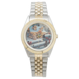 Cozy Christmas Cabin Winter Wonderland Armbanduhr