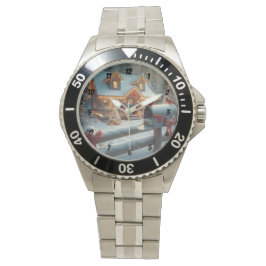 Cozy Christmas Cabin Winter Wonderland Armbanduhr