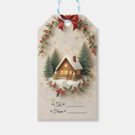 Cozy Christmas Cottage Gift Tags Geschenkanhänger