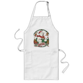 Cozy Christmas Crew – Cute Polar Bear & Gingerbrea Lange Schürze