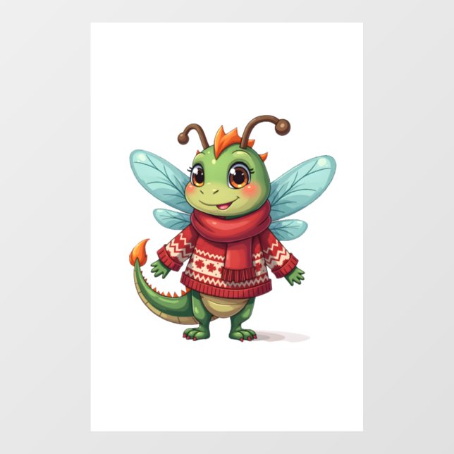 Cozy Christmas Dragonfly Fensteraufkleber (Blatt)