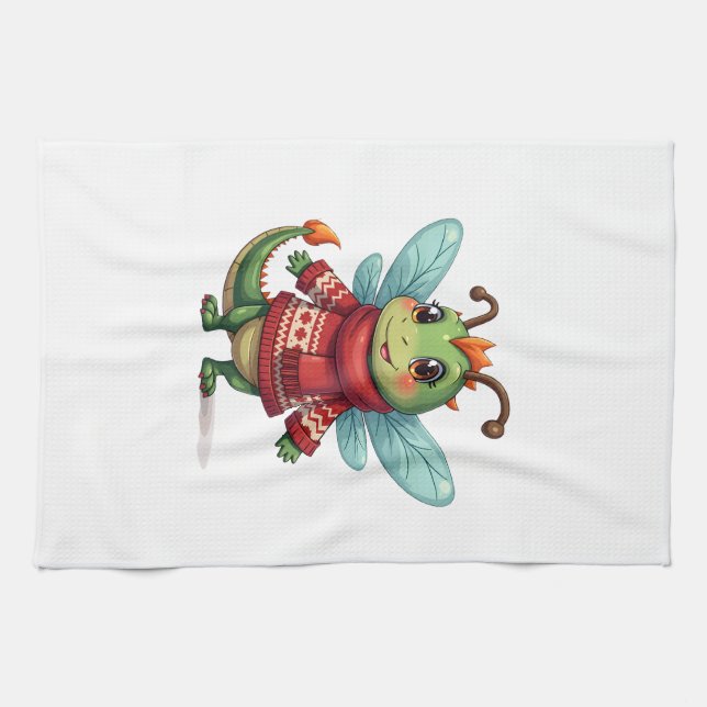 Cozy Christmas Dragonfly Geschirrtuch (Horizontal)